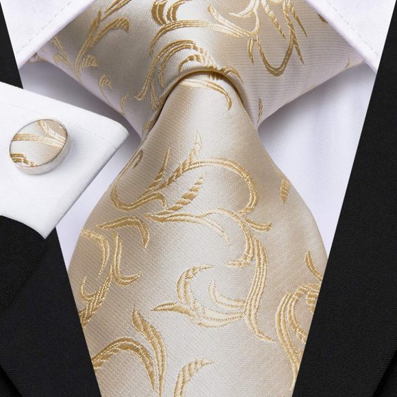 Classic Necktie with Handkerchief Cufflinks Set